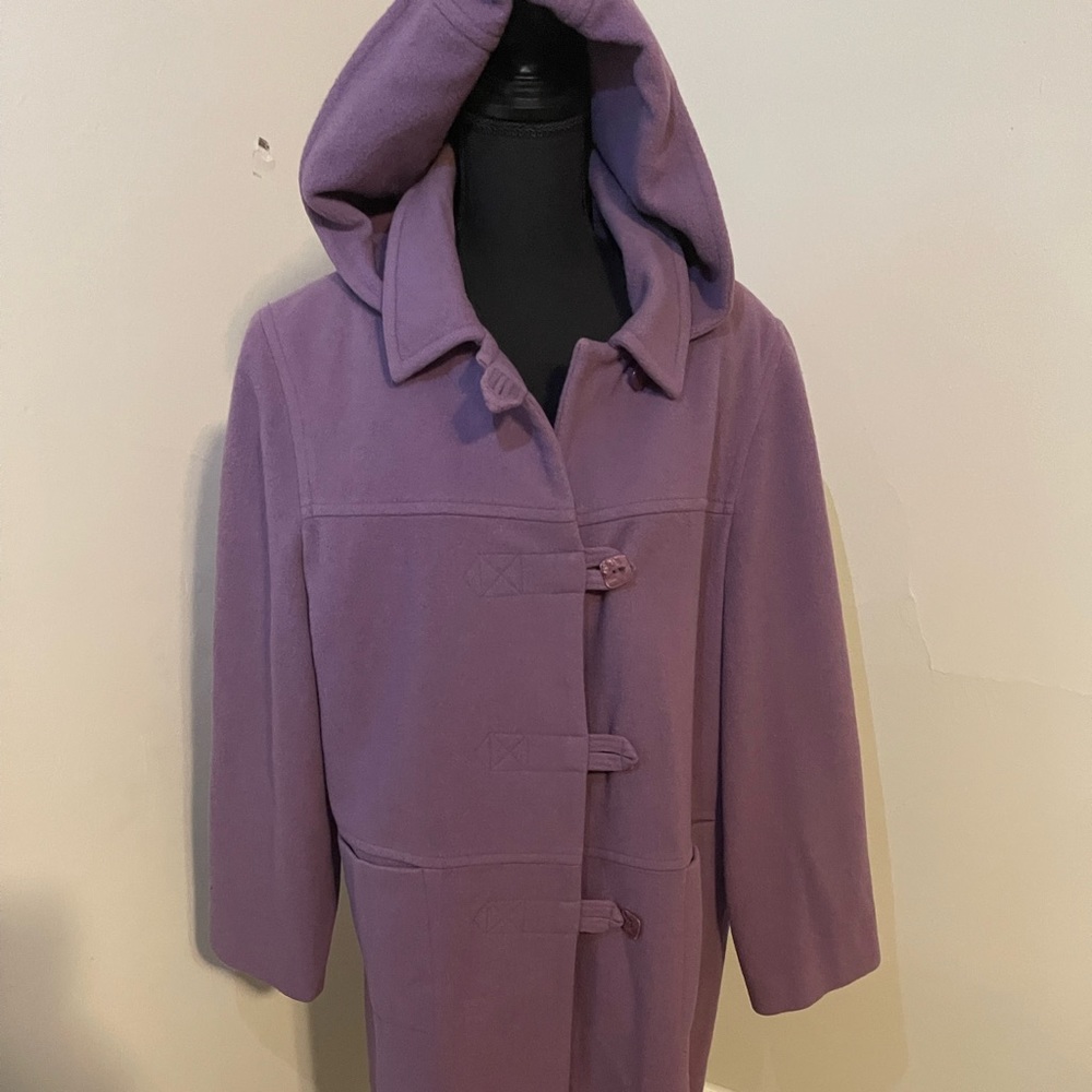 Purple Hooded Pea Coat